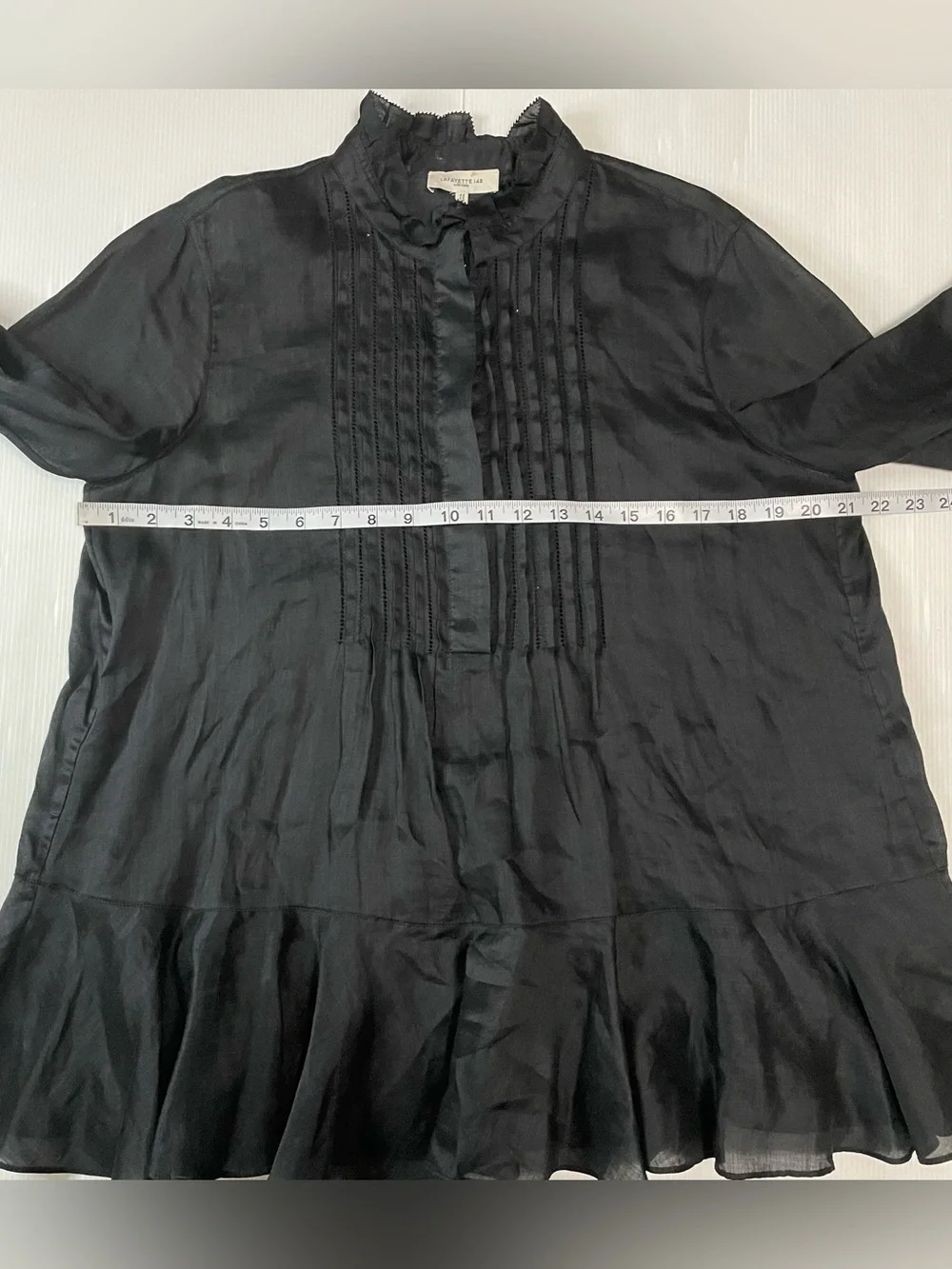 LAFAYETTE 148 NEW YORK Raines Ruffled Ramie And Tencel Lyocell-Blend Blouse Med - Picture 8 of 11